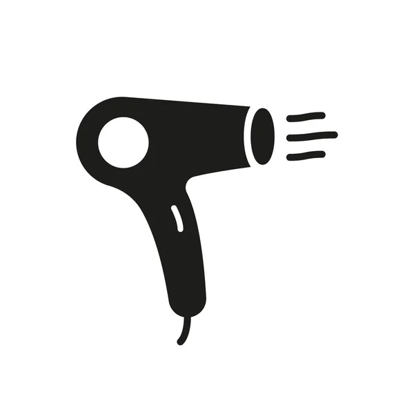 Икона силуэта фена. Электрическая сушилка для волос Hair Styling Black Pictogram. Инструмент для сушки иконы. Изолированная векторная иллюстрация — стоковый вектор