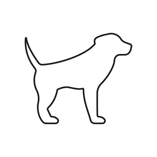 Purebred hund Retriever stående platt symbol. Hundvalp inhemska Happy Black Line ikonen. Big Dog-logotypen. Däggdjur Labrador Animal Pet Söt form kontur piktogram. Isolerad vektorillustration — Stock vektor