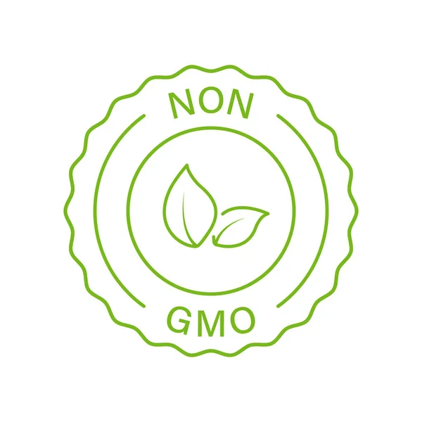 Non Gmo Label, Only Natural Organic Product Line Icon. Gmo Free Green Label. No hay señal modificada genéticamente. Logo de Gmo orgánico gratuito. Leaf Sign Healthy Vegan Bio Food (en inglés). Ilustración vectorial aislada — Vector de stock