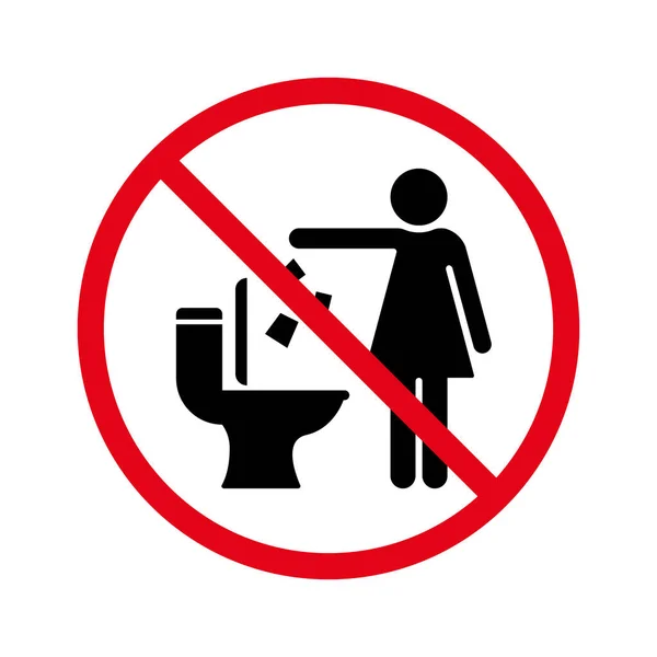Jetez Pas Déchets Papier Dans Salle Toilette Silhouette Signe Gardez — Image vectorielle