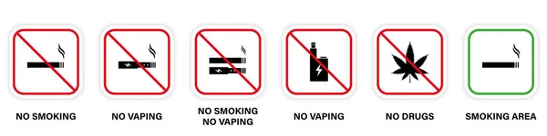 Ban Zone Fumo Maconha Vape Cigarro Sinal Aviso Permitir Área —  Vetores de Stock