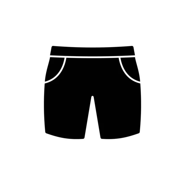Homem Bermuda Verão Curto Preto Silhueta Ícone Menino Esporte Jeans — Vetor de Stock