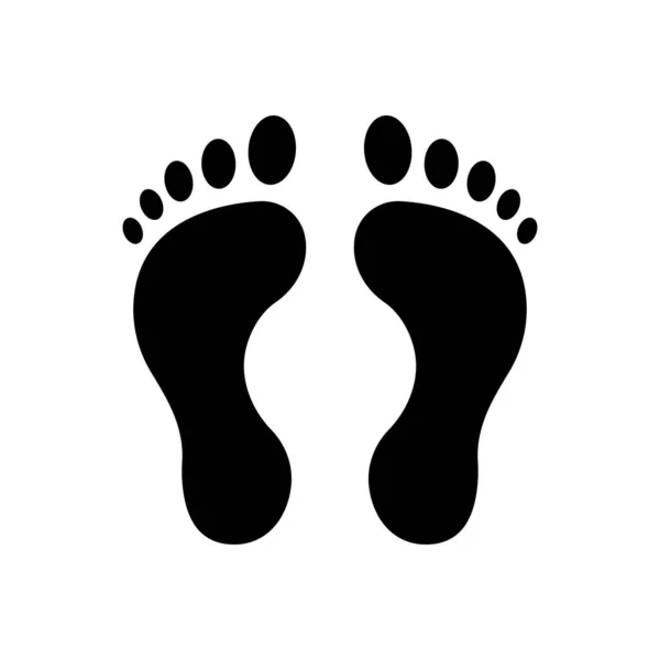 Mänskligt Fotavtryck Svart Siluett Ikon Track Foot Print Step Carbon — Stock vektor