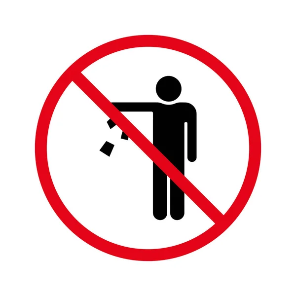 Throw Trash Glyph Pictogram Forbidden Drop Rubbish Silhouette Icon Caution — Stockvektor