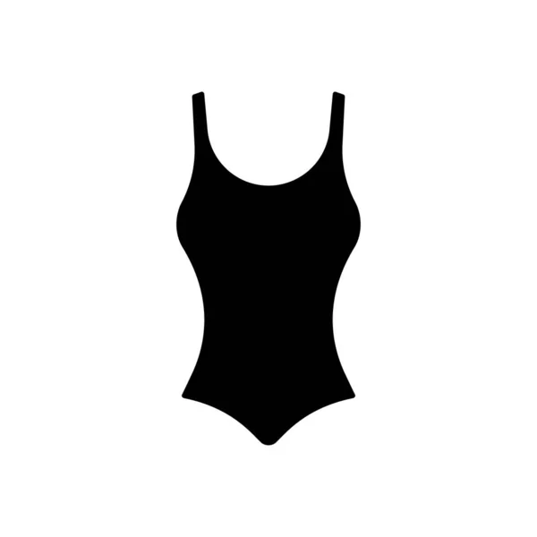 Frauen Einteiliger Bikini Badeanzug Mit Schwarzer Silhouette Auf Weißem Hintergrund — Stockvektor