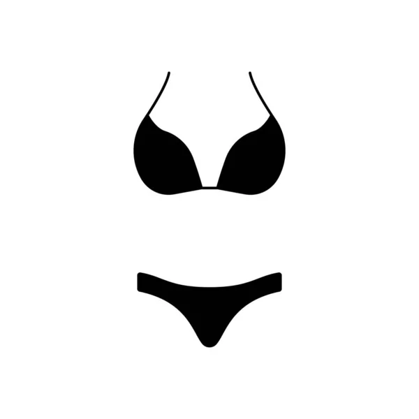 Frauen Badeanzug Zweiteilige Schwarze Silhouette Ikone Separate Mädchen Bademode Unterwäsche — Stockvektor