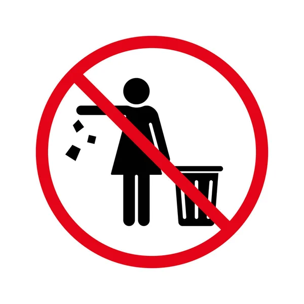 Forbidden Drop Rubbish Silhouette Icon Throw Trash Glyph Pictogram Warning — Stock Vector