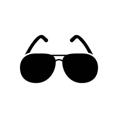 Summer Beach Kara Güneş Gözlüğü Siluet Simgesi. Klasik Moda Koyu Güneş Gözlüğü Yansıması Ray Glyph Pictogram. Zarif Bkz. Gözlüklü Düz Sembol. İzole Vektör İllüstrasyonu.