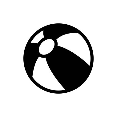 Plaj topu silueti simgesi. Beyaz Siyah Çizgili Zıplayan Hava Sahil Topu Piktogram. Daire Su Şişirilebilir Plastik Oyuncak Sembolü. Spor Tatil Tabelası. İzole Vektör İllüstrasyonu.