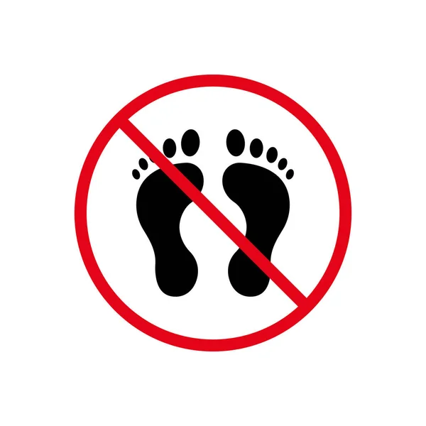 Ostrzeżenie Ban Walk Barefoot Black Silhouette Ikona Zakazuj Piktogramu Ludzkiego — Wektor stockowy