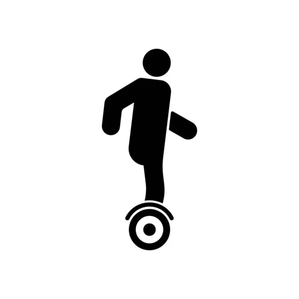 Człowiek Hoverboard Black Silhouette Icon Osoba Dysk Elektryczny Gyroscooter Glyph — Wektor stockowy