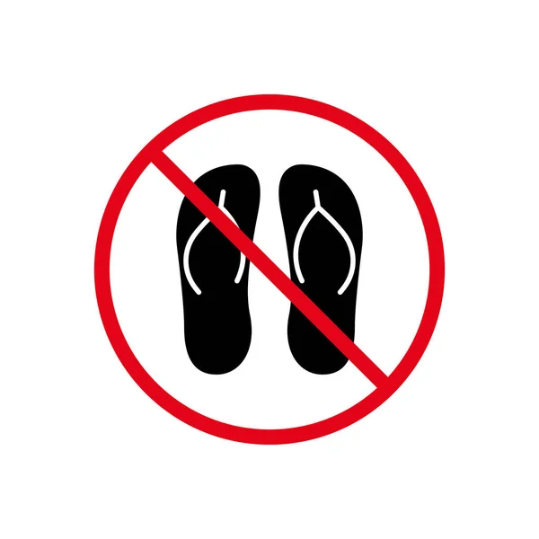 Ban Flip Flop Slipper Summer Black Silhouette Icon Forbidden Beach — Stock Vector