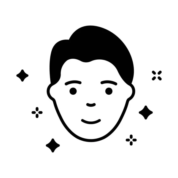 Hombre Con Belleza Cara Silueta Icono Piel Cara Masculina Sana — Vector de stock