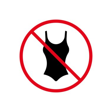 Yasak Kız Yazlık Mayo Siyah Siluet Simgesi. Yasak Pictogram. 