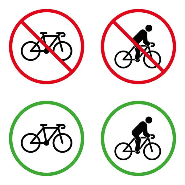 Homme Vélo Pictogramme Interdit Permettre Cycliste Green Circle Symbol Aucun — Image vectorielle