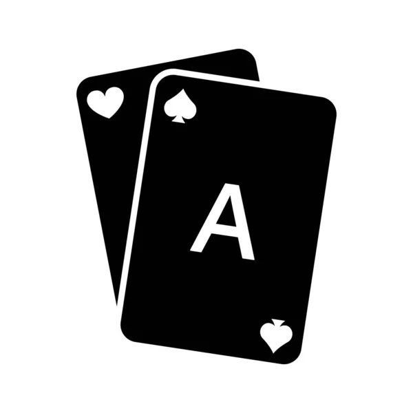 Spela Kort Svart Siluett Ikonen Kasino Spelkort Däck Glyph Piktogram — Stock vektor