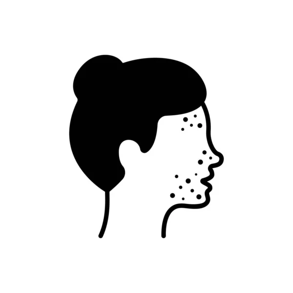 Девушка Прыщами Иконе Силуэта Лица Женщина Черноголовой Прыщами Сыпь Пиктограмма — стоковый вектор