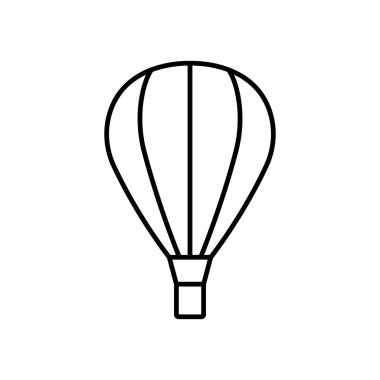 Basket Hattı Simgesi ile Siyah Sıcak Hava Balonu. Beyaz Arkaplanda Seyahat Simgesi için Uçuş Balonu. Gökyüzü Dış Hattı Simgesinde Eğlence Yolculuğu için Hotair Balonu 'nu uçur. Düzenlenebilir Vuruş. İzole Vektör İllüstrasyonu.