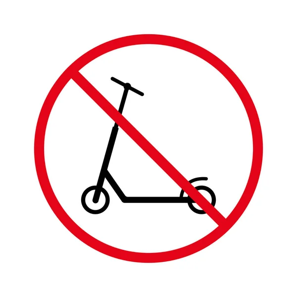 没有允许的踢滑板车签名 处理自行车禁令黑色轮廓图标 禁止推动力轮自行车象形文字 Trotinette红色停止符号 Kick Scooter被禁止孤立的病媒图解 — 图库矢量图片