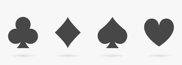 Poker Play Suit Set Pictograma Glifos Jugando Traje Apuestas Black — Vector de stock