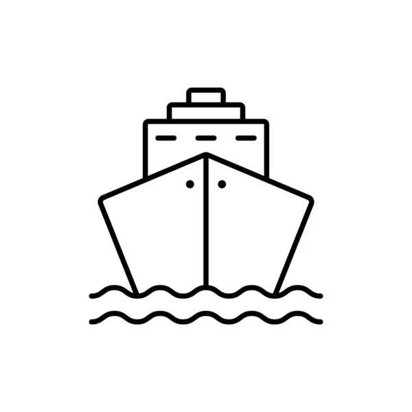 Siyah Gemi Hattı Simgesi Okyanus Gemisi Simgesi Görünüm Çizgisel Pictogram — Stok Vektör