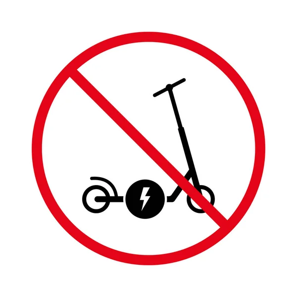 Geen Toegestaan Push Wheel Bike Teken Ban Electronic Kick Scooter — Stockvector