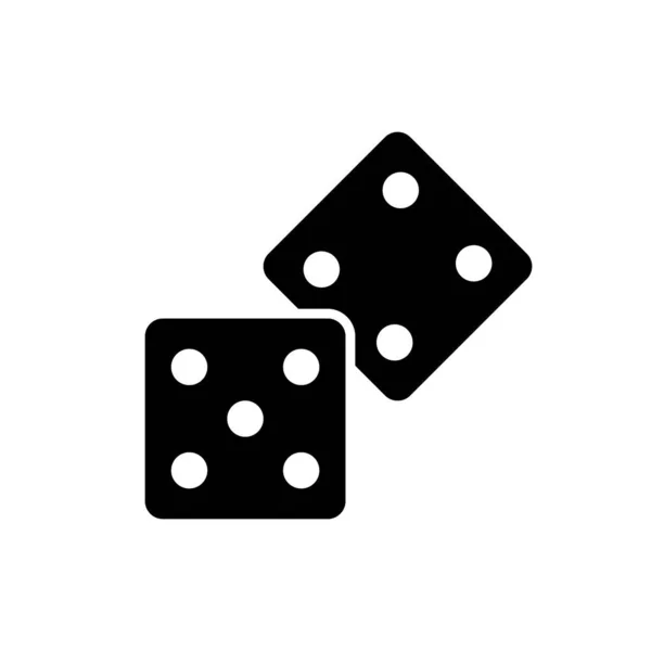 Zwarte Dobbelsteen Silhouet Icoon Speel Cube Roll Random Lucky Game — Stockvector