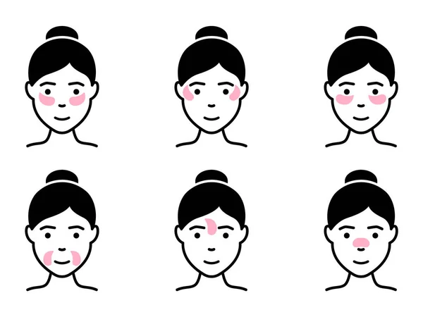 Meisje Met Verschillende Methode Voor Gebruik Gel Patch Silhouet Pictogram — Stockvector