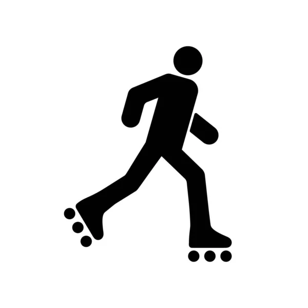 Pictogramme Man Rollerskate Motion Glyph Roller Skate Person Black Silhouette — Image vectorielle