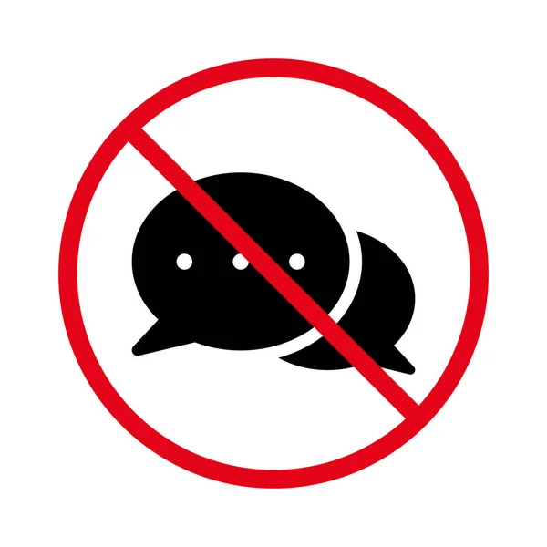 Ban Speech Bubble Black Silhouette Icono Chat Prohibido Habla Pictograma — Archivo Imágenes Vectoriales