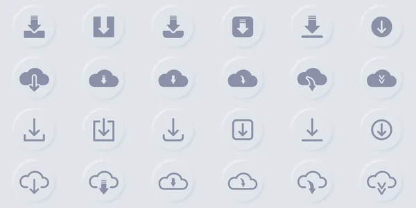 Télécharger Button Line Silhouette Icône Set Cloud Cercle Flèche Vers — Image vectorielle