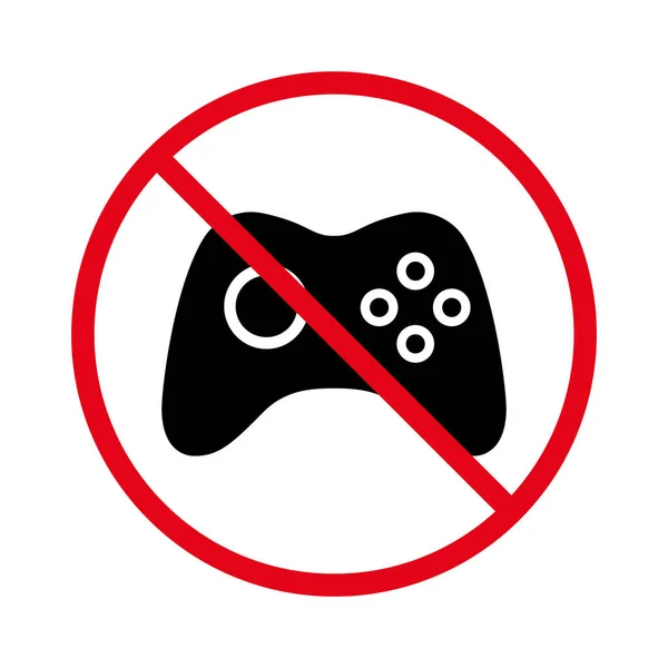 Joystick Ban Černá Silueta Ikona Zakázaný Gamer Video Game Zone — Stockový vektor