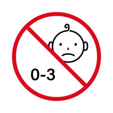 Üç Yıldan Küçük Yasak Çocuk Pictogram. Çocuk Kırmızı Durak Çemberi Sembolü Yasaktır. Bebek Yasağı 3 Yaş Siyah Çizgi Simgesi. Tehlike Oyuncağı İşareti Yok. İzole Vektör İllüstrasyonu.