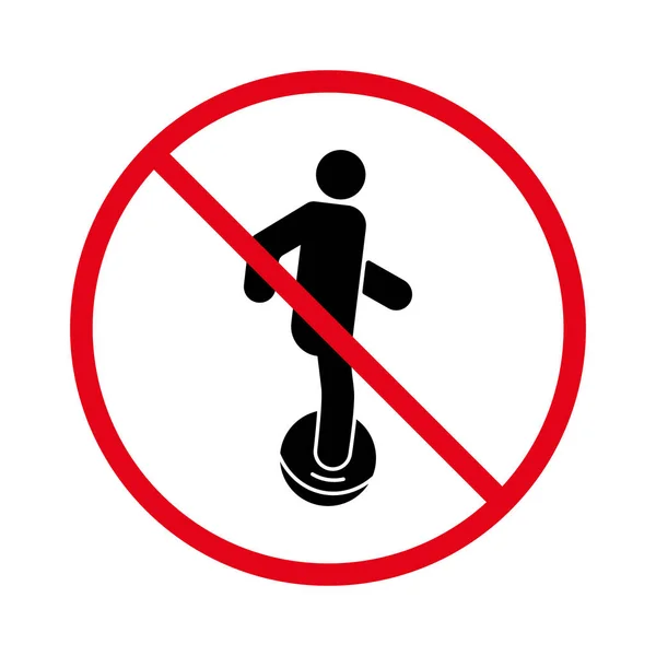 Electric Unicycle Ban Black Silhouette Icon Forbidden Man Monocycle Pictogram — Stock Vector