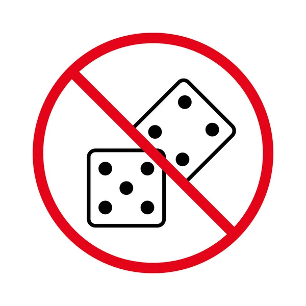 Ban Black Two Dice Line Pictogram Verboden Gokken Bet Pictogram — Stockvector