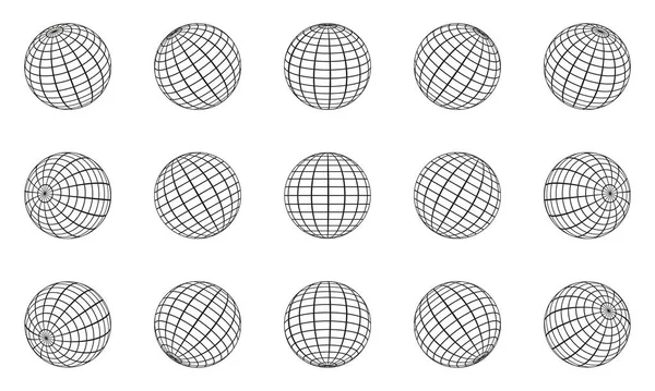 Küre Izgara Küresi hazır. 3D Kablo Küresel Dünya Enlemi, Boylam. Geometrik Izgara Küresi. Kablolu Hat 3D Gezegen Küresi. Yuvarlak Izgara Topu. Kablo çerçeveli Globe Surface. İzole Vektör İllüstrasyonu.