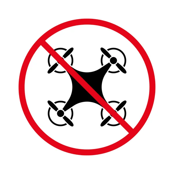 Ban Drone Luchtzone Zwart Silhouet Ikoon Verboden Quadcopter Pictogram Voor — Stockvector