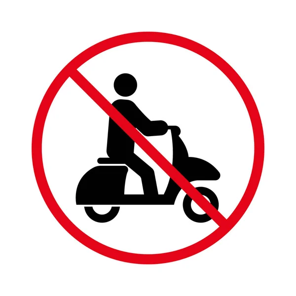 Segnale Stradale Ciclomotore Proibito Scooter Ban Black Silhouette Icon Divieto — Vettoriale Stock