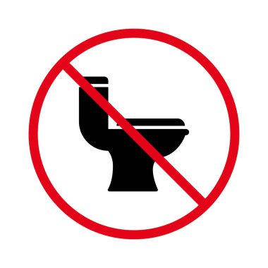 Siyah Silüet Simgesini Yasaklayın. Yasak WC Pictogram. Uyarı: Lavabo Kırmızı Durma Çemberi Sembolü kullanma. Tuvalet tabelasına çöp atmak yasak. Yasak WC Bölgesi. İzole Vektör İllüstrasyonu.