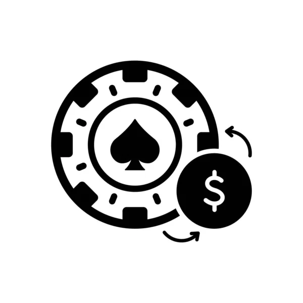 Money Dollar Change Chip Black Silhouette Icon Exchange Cash Poker — Stock Vector