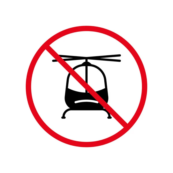 禁止直升机黑色侧影图标 复制Fuselage禁止的象形文字 航空交通红色车站标志 警告没有航空标志 禁止使用谨慎直升机 孤立的病媒图解 — 图库矢量图片