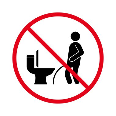 Yasak Adam Bayan Tuvalet. Siyah Siluet Simgesine İşeyen Yasak Adamlar. Bayan İşeyen Erkek 'i WC Pictogram' da yasaklayın. Dolap Kırmızı Durak Çemberi Sembolü. İşeme iznin yok. İzole Vektör İllüstrasyonu.