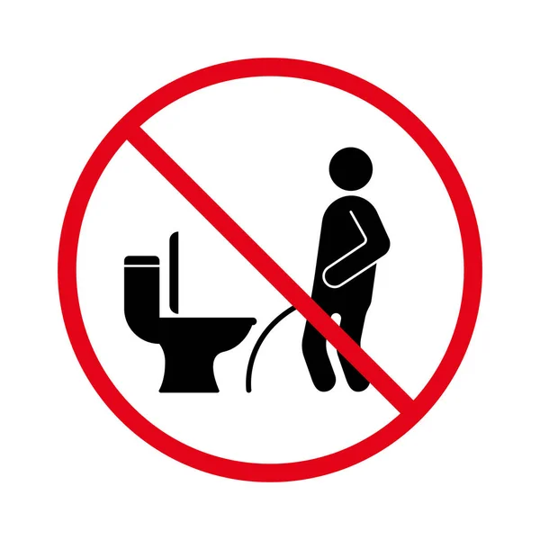 Hombre Prohibido Señorita Toilet Ban Men Meando Silueta Negra Icono — Vector de stock