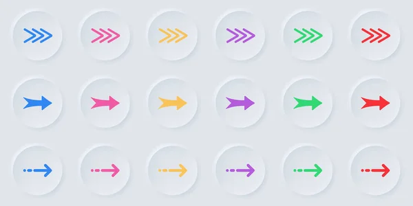 Bunte Arrow Digital Icon Set Stil Des Neumorphismus Richtung Navigation — Stockvektor