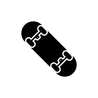 Siyah Siluet Simgesi Kaykayı. Kaykay Tahtası Glyph Pictogram. Patenli Sokak Aktivitesi Düz Sembolü. Kaykaycı Ekipman Tekerleği. Aktif kaykay. İzole Vektör İllüstrasyonu.