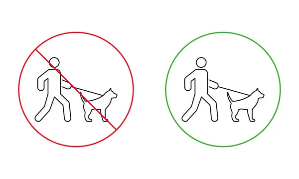 Ban Zone Walking Dog Line Icon Prohibit Stroll Red Stop — Stock vektor
