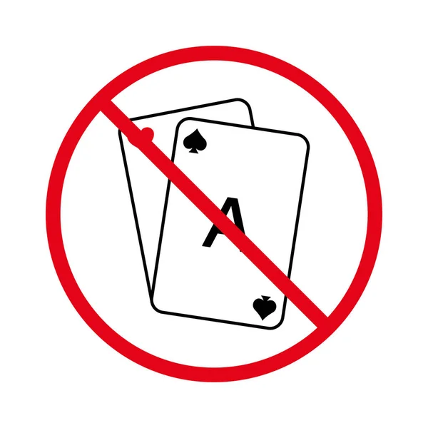 Prohibited Game Card Deck Ban Royal Poker Black Line Icon — ストックベクタ