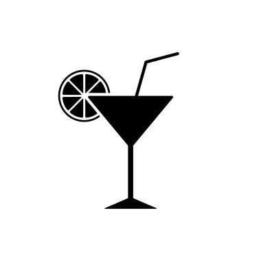 Kokteyl Martini Siyah Siluet Simgesi. Margarita Liquor Glyph Pictogram için. Votka Şampanya Düz Sembol. Buz Yazı Kokteyl Cam Kireç İşareti. Tropikal Coctail. İzole Vektör İllüstrasyonu.