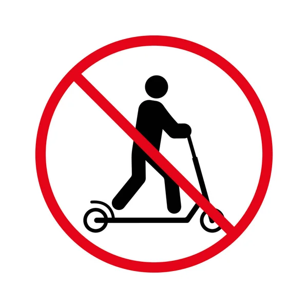 Homem Pontapé Scooter Ban Black Silhouette Icon Pessoa Proibida Pictograma — Vetor de Stock