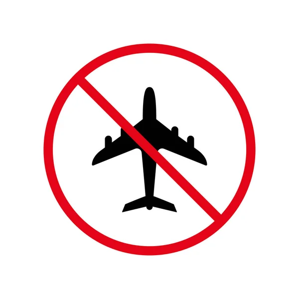 Air Plane Black Silhouette Ban Icon Warning Airplane Forbidden Pictogram — 图库矢量图片